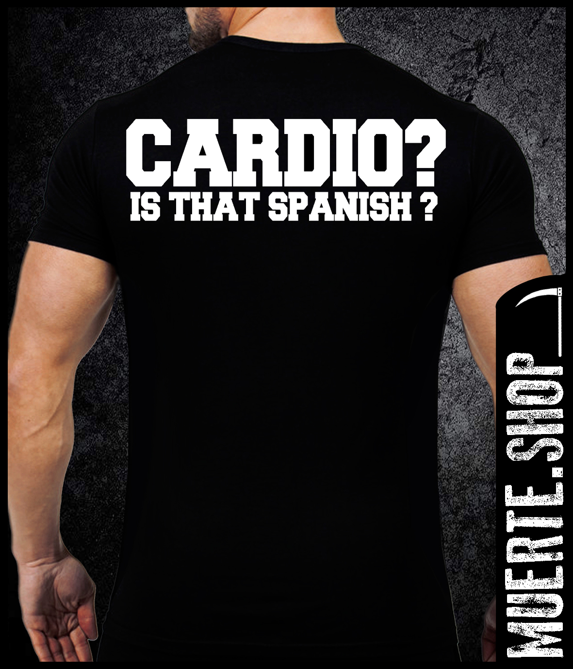 Черна тениска FITNESS CARDIO SPANISH